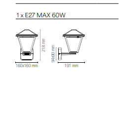 Applique per esterno IP44 in alluminio antracite diffusore vetro lampada 1XE27 non inclusa PRISMA Applique per esterno IP44 in alluminio antracite diffusore vetro lampada 1XE27 non inclusa PRISMA